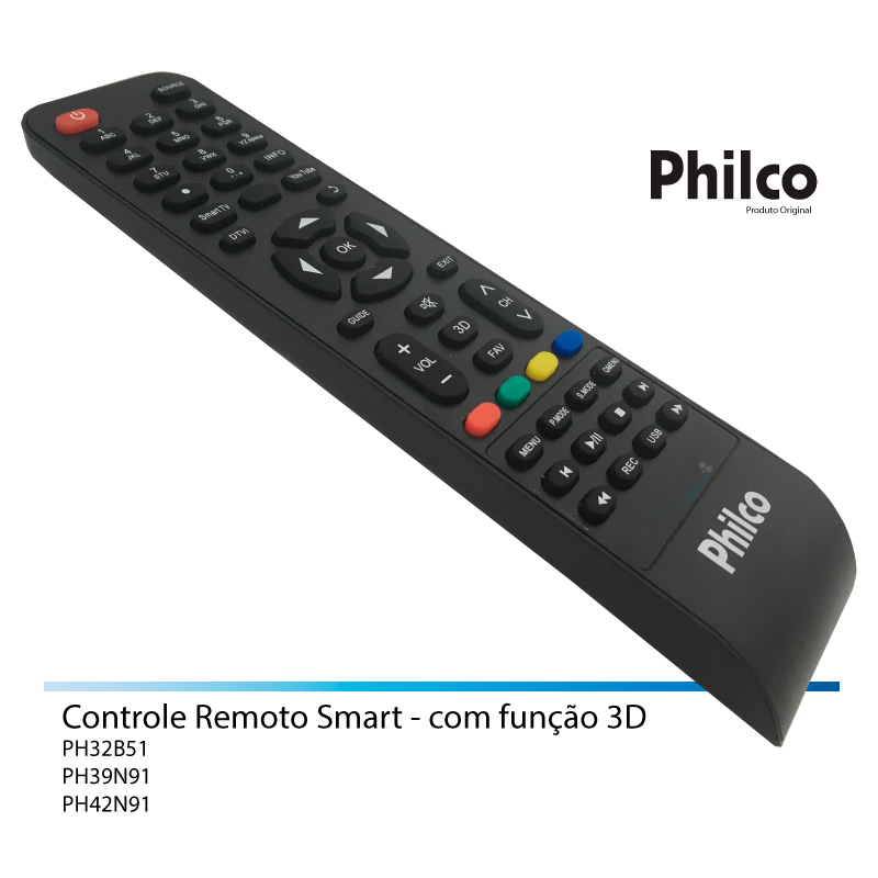 Controle Remoto Philco Smart 3d Ph32b51dsgw Ph39n91dsgw Ph43n91dsgw Original 1632